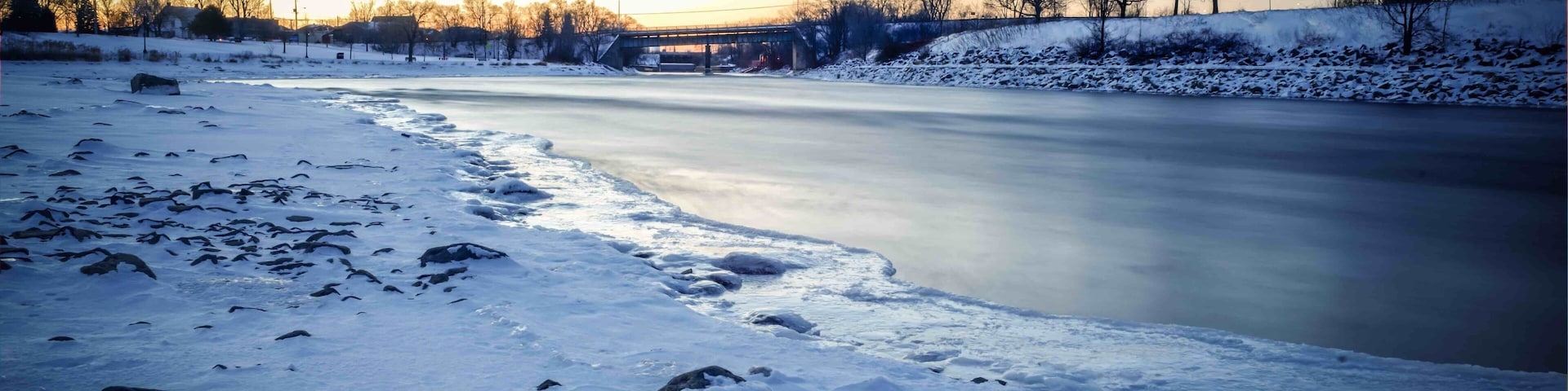 Winter sunset on the River #BVS100K #quebec #canada #longexposure #winter #snow #ice #water