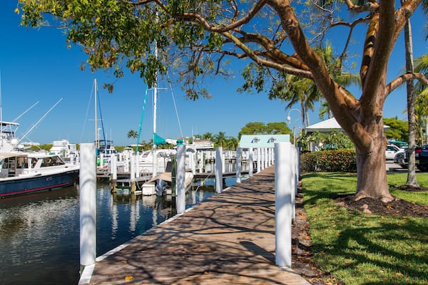 Port Sanibel Marina featuring a bay or harbor