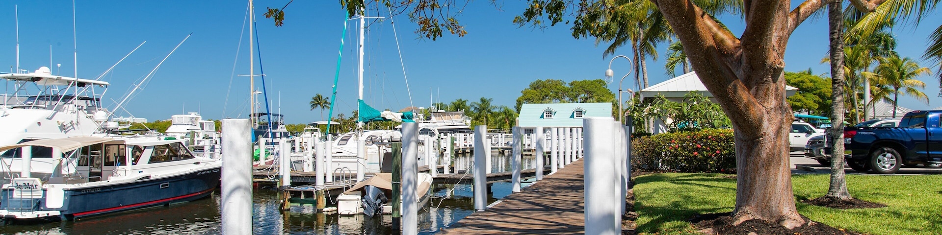 Port Sanibel Marina featuring a bay or harbor