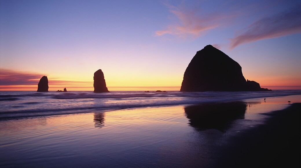 Silhouette of Haystack Rock at Cannon Beach