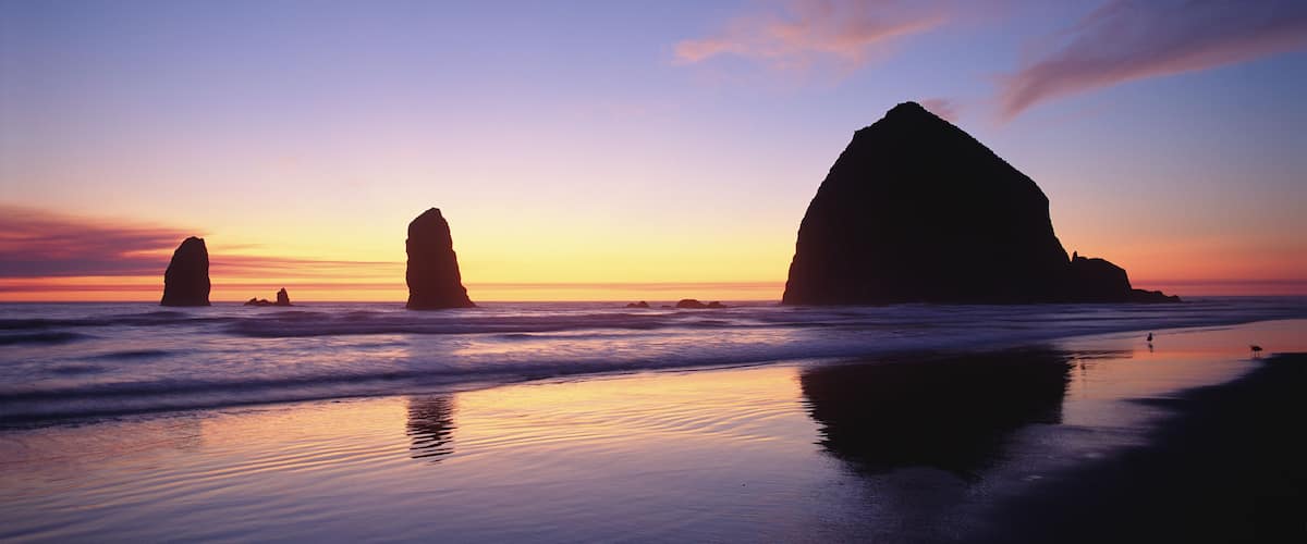 Silhouette of Haystack Rock at Cannon Beach