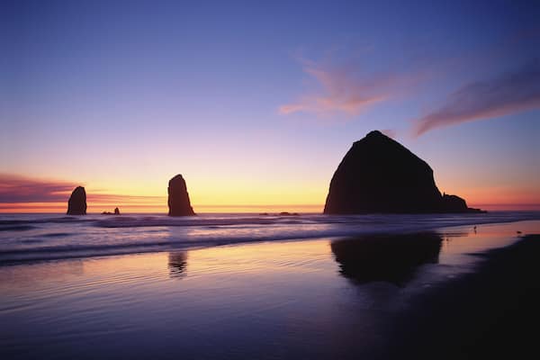 Silhouette of Haystack Rock at Cannon Beach
