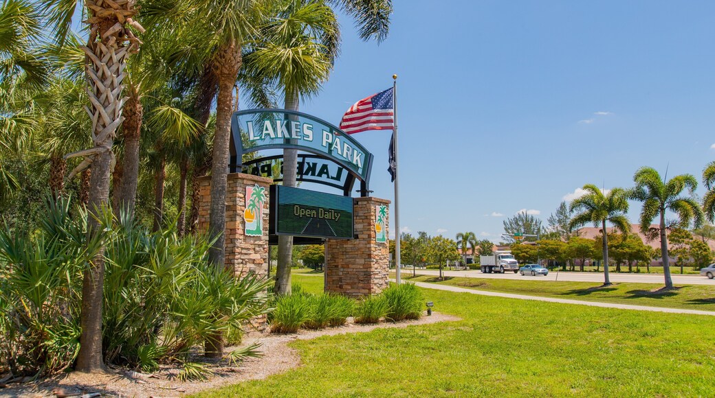 Lakes Regional Park featuring a garden and signage