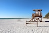 HBDTFE Lifeguard station on the white sand of Coquina Beach on Anna Maria Island near Bradenton, Florida