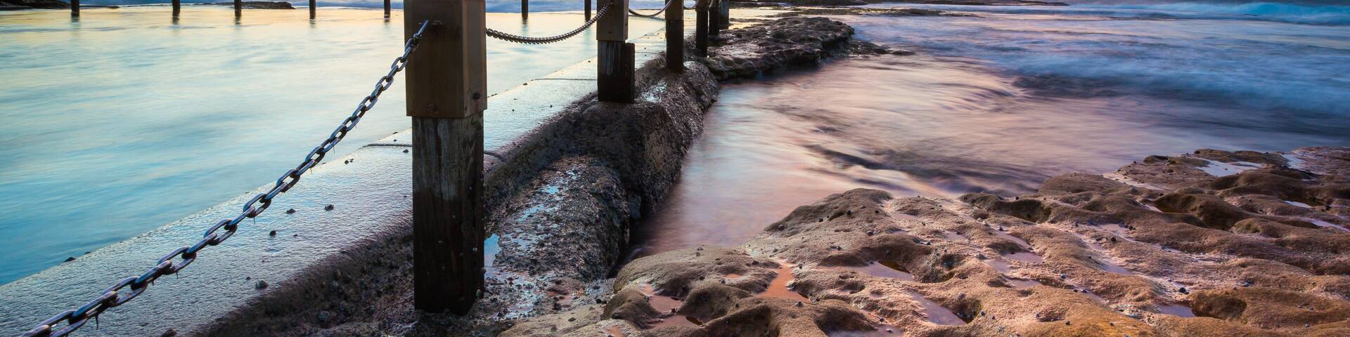Beautiful sunrise seascape in Australia ( Maroubra tidal pool, Sydney, Australia)