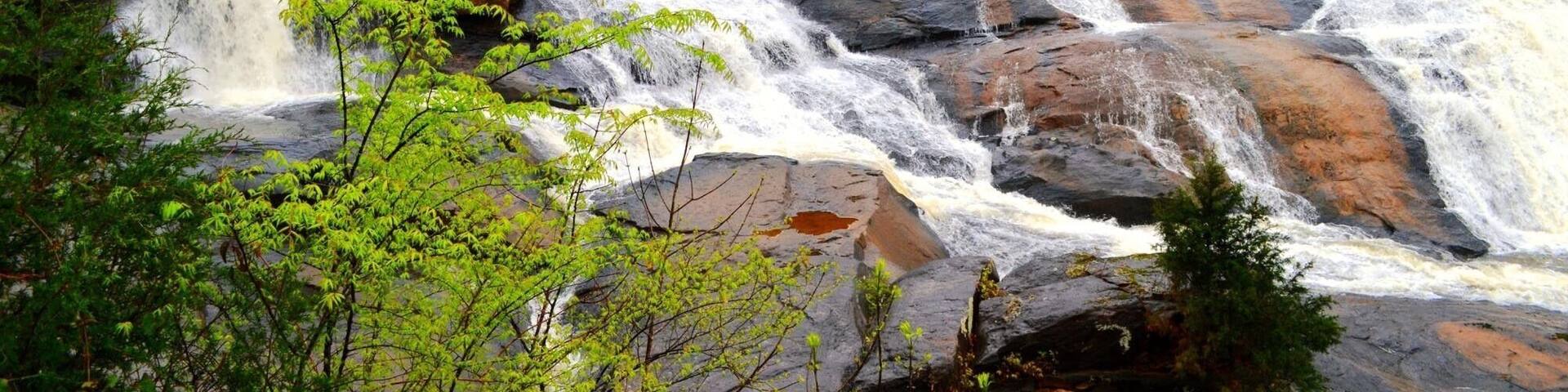 Spring hiking. Gorgeous waterfall