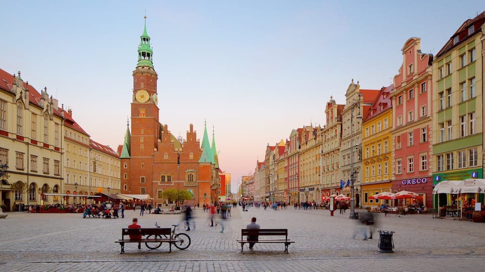 Wroclaw Town Hall featuring heritage architecture and a square or plaza