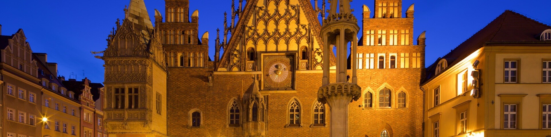 Wroclaw Town Hall featuring night scenes and a square or plaza