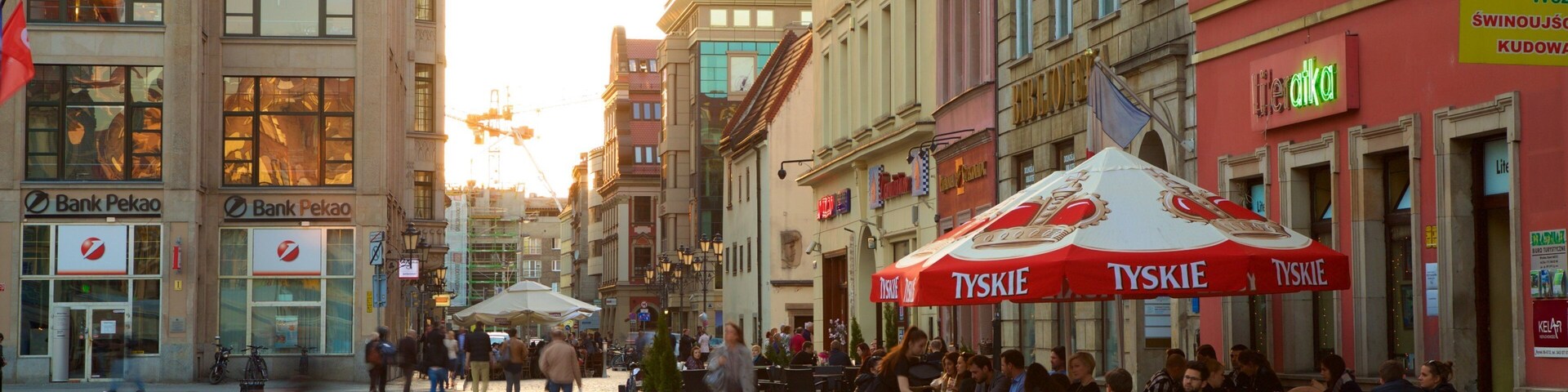 Plaza del mercado de Wroclaw mostrando imágenes de calles