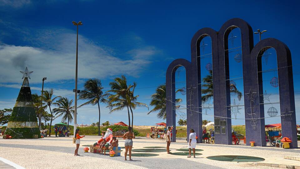 Aracaju, Sergipe , Brazil -14/12/2019:Christmas tree near the beach Atalaia