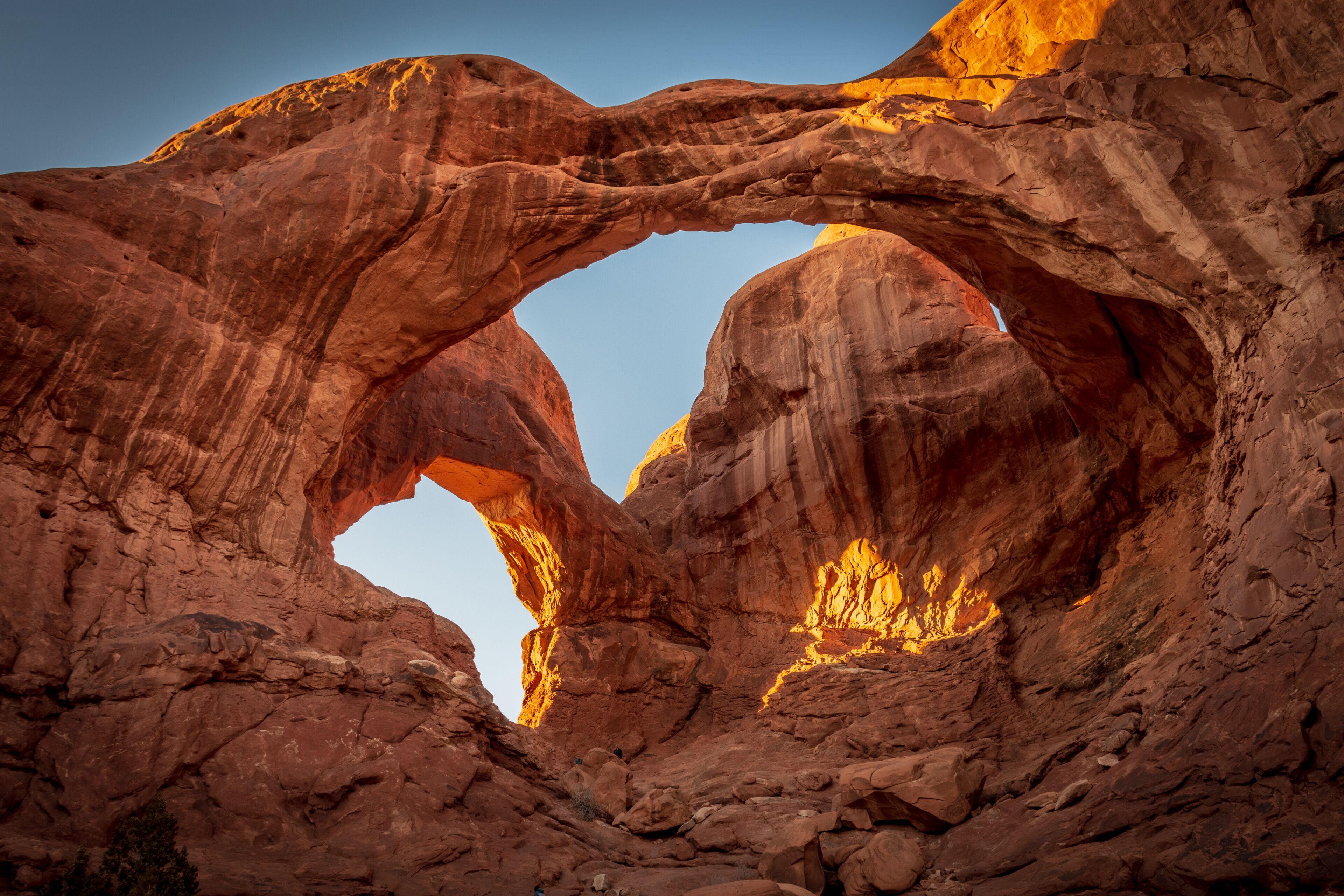 Sunset at Double Arch, Arches National Park, Moab, Utah