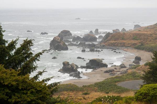 Lone Ranch Beach featuring general coastal views, mist or fog and rugged coastline