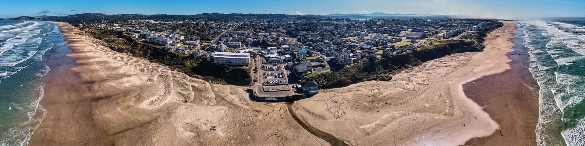 Nye Beach Newport Oregon Drone Aerial Still Panoramic Photo 78
