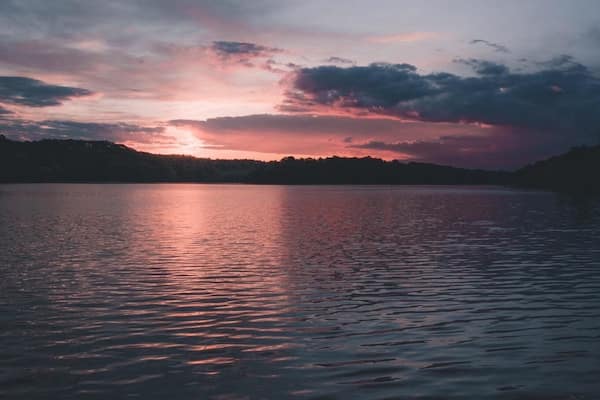 Sunset on Lake Logan from the eastern half of the lake.