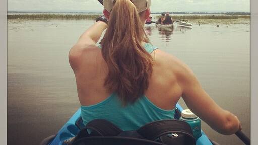We had the perfect, hot summer weather to go for a sea kayak on the beautiful St.Lawrence River. We started out on the large river but quickly ducked down a smaller tributary (the Raisin River) that dumps into the St.Lawrence. Here we spotted turtles and blue herons along the river banks, hiding among the lily pads.