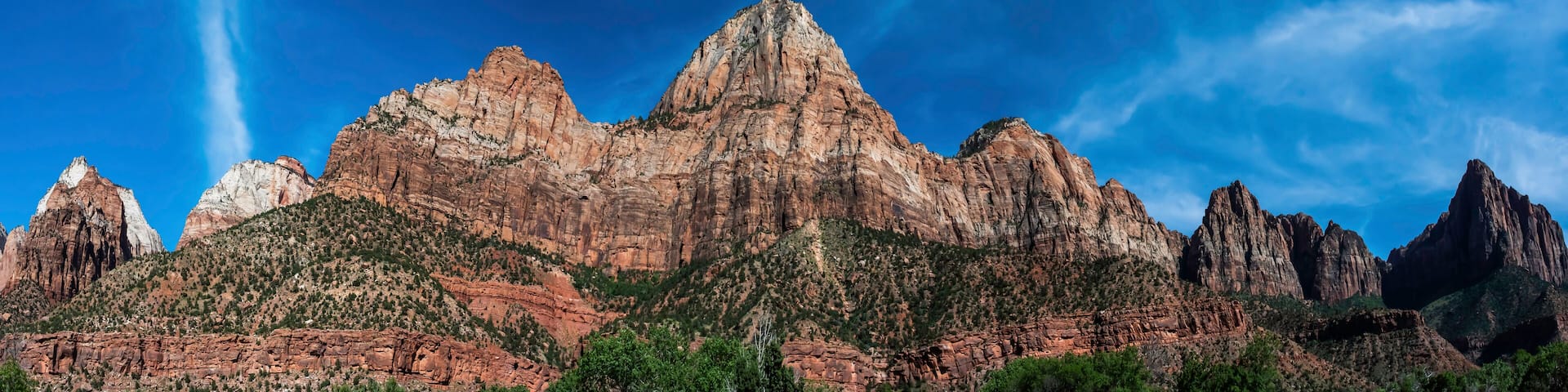 Rock formations and beautiful landscape of zions national park in the south of utah