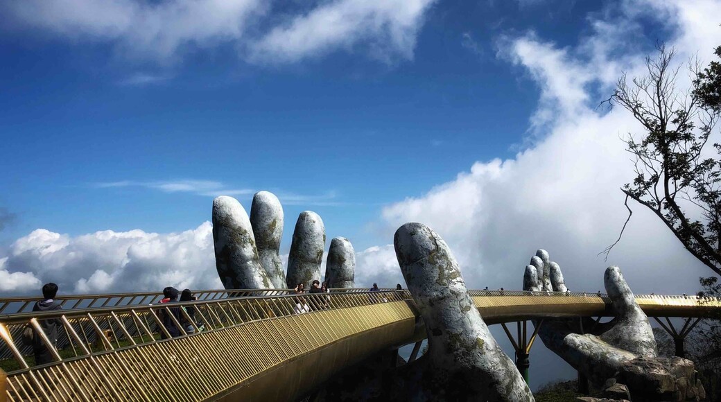 Golden bridge at the end of the cable car ride (highest in the world) near to Danang city in Vietnam! Awesome view from the TOP!
