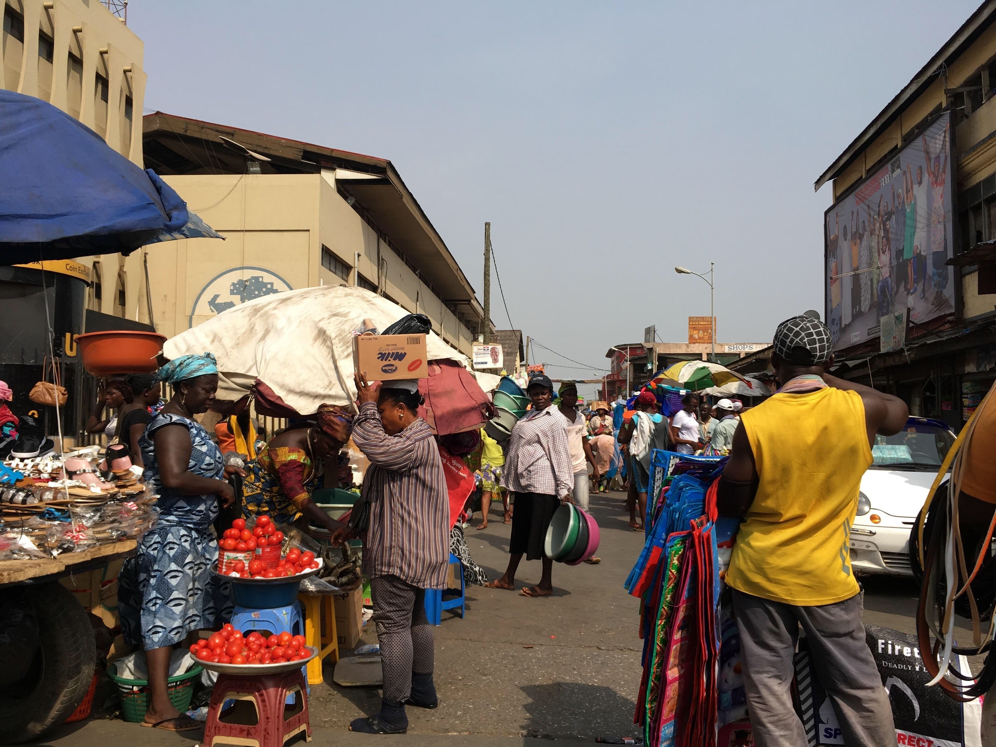 This is a very busy market in Central Accra. You can find anything under the sun here.