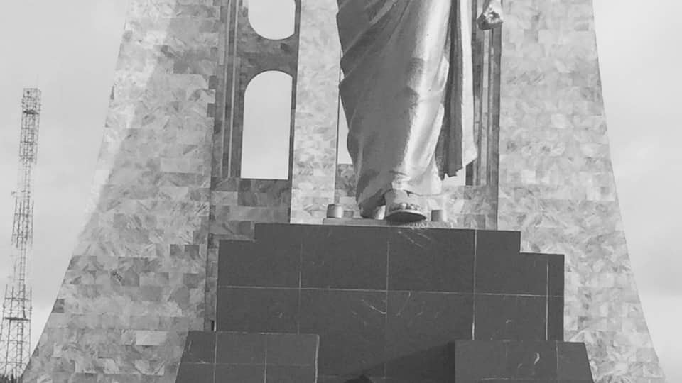 A statue of the First President of Ghana who fought for the independence of the nation.-found in front of the Kwame Nkrumah Museum in Ghana