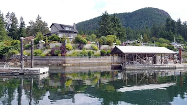Garden Bay is a small village tucked away between the waters of Garden Bay and Hospital Bay on the Sunshine Coast of British Columbia.
The population of the area is around 300 though there are some wonderful seaside properties such as this one with lovely private marinas.