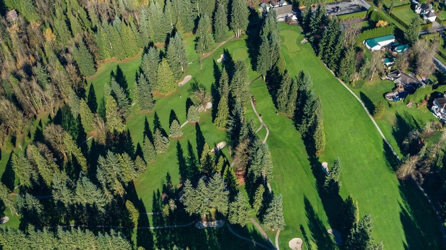 Stock aerial photo of Mission Golf and Country Club, Canada