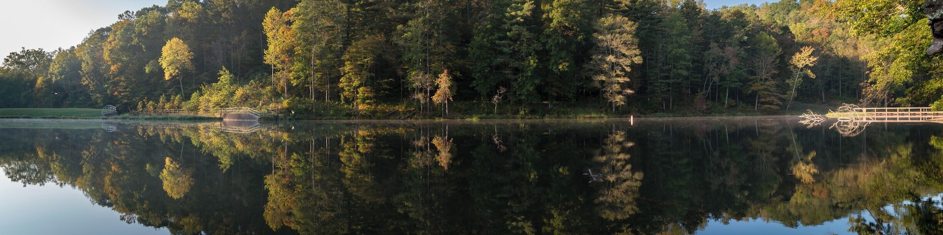 Pano facing the south side of the lake at tar hollow s.p. shot at sunrise