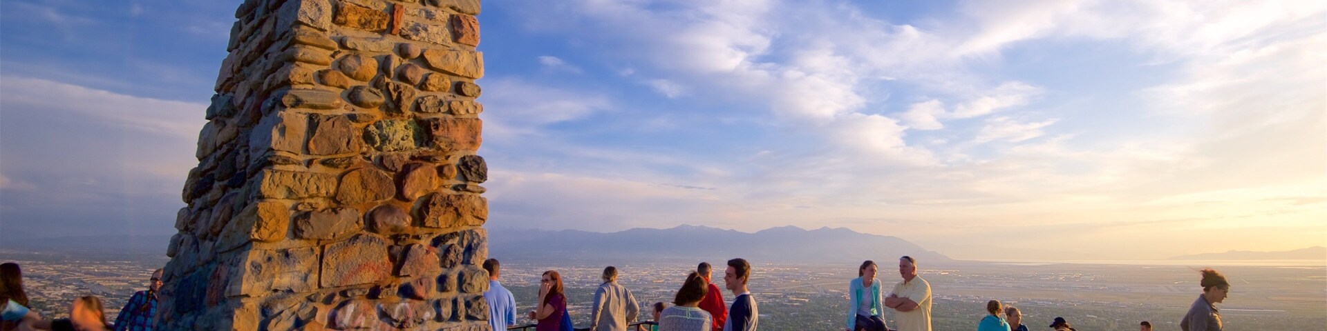 Ensign Peak Nature Park showing views as well as a small group of people