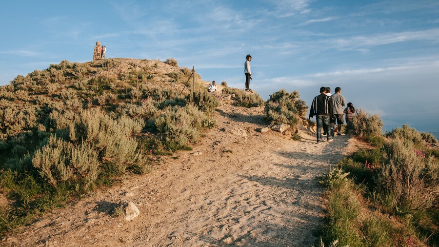 Ensign Peak Nature Park featuring tranquil scenes as well as a small group of people