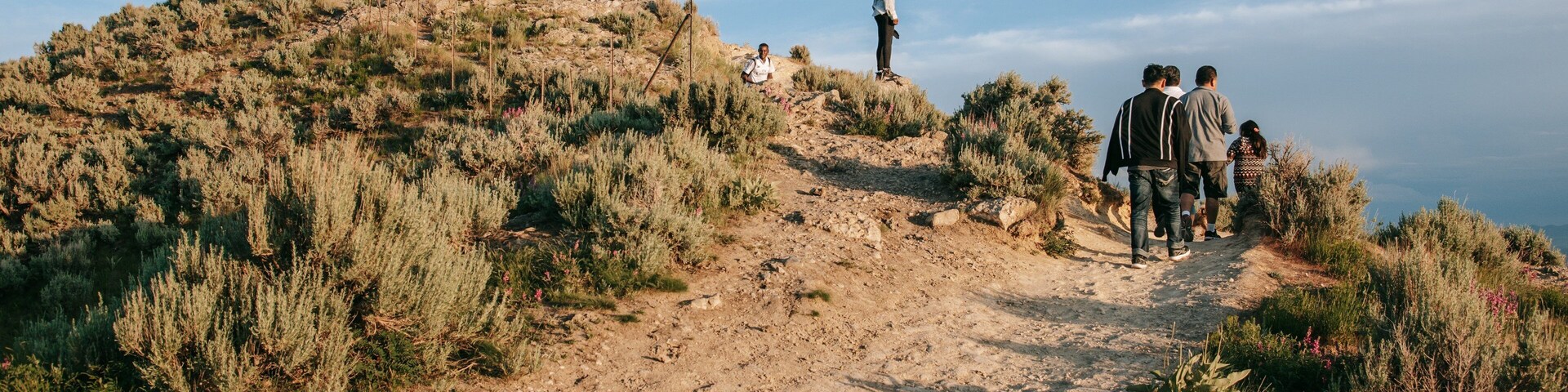 Ensign Peak Nature Park featuring tranquil scenes as well as a small group of people