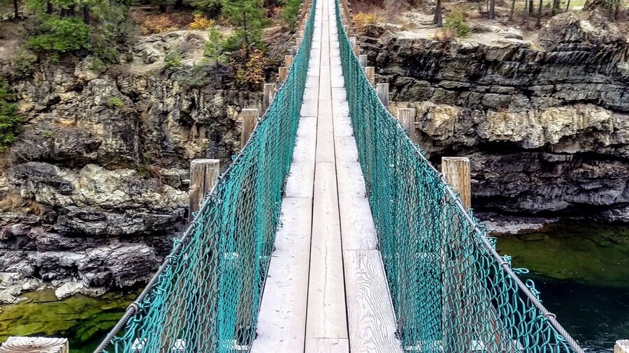 A very cool suspension bridge at Kootenai Falls!