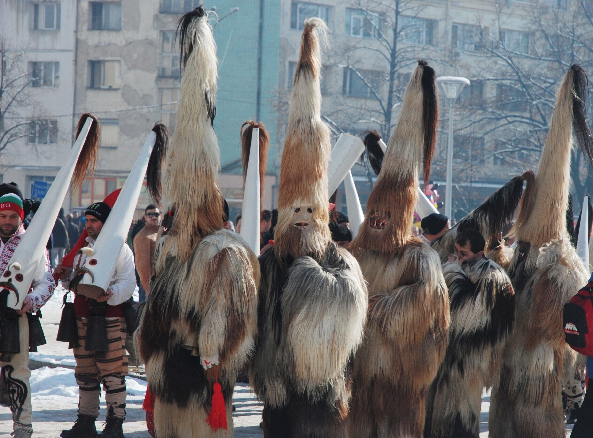 Surva Festival, Pernik, Bulgaria

The International Kukeri Festival takes place in Pernik in the end of January / beginning of February, less than hour from Sofia. Bulgarians and people from all over the Balkan wear scary costumes and big bells in order to scare the evil spirit out of town. 
