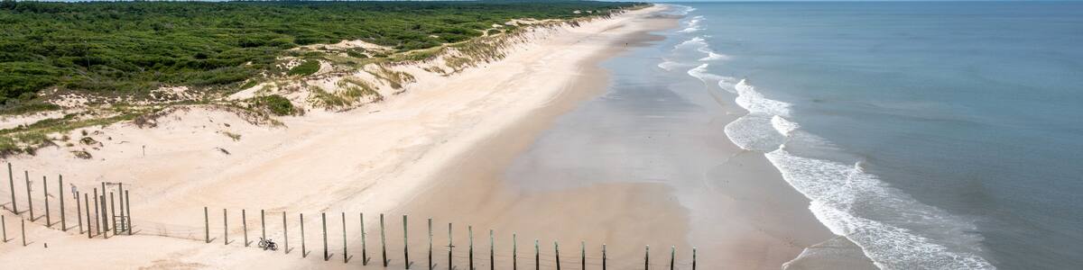 Aerial View of the North Carolina and Virginia Border at the beach between Virginia Beach and Carova