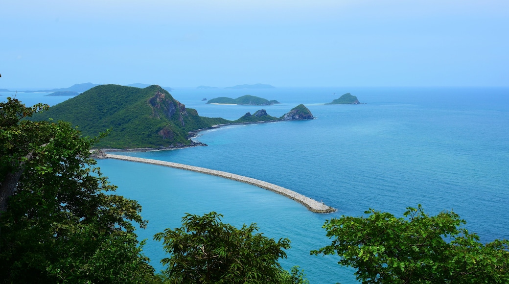 Sea views and islands close to Sattahip Naval Base, Thailand. The view from the high peaks.