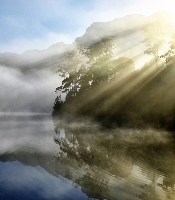 I took this shot on my way to climb Mt. Murchison. Had to stop and get that early morning mist.
