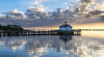Roanoke Marshes Lighthouse at Sunrise with Dramatic Sky - Manteo, North Carolina