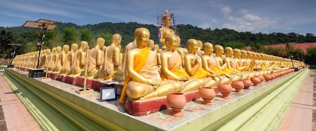 Religious destination in Sarika region ,Nakorn Nayok provice .A beautiful Buddha place with many figures showing important history event in Buddhist era.