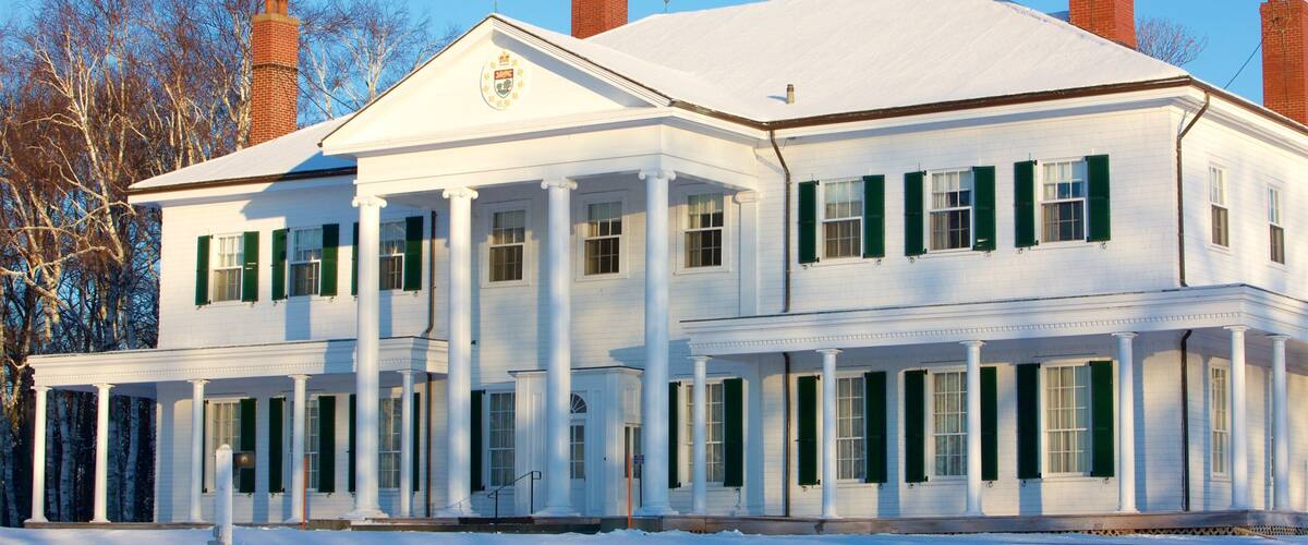 Government House of Prince Edward Island which includes snow