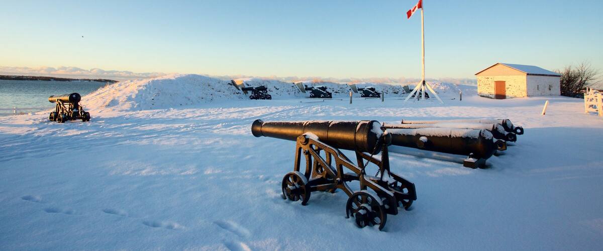 Prince Edward Battery som visar snö