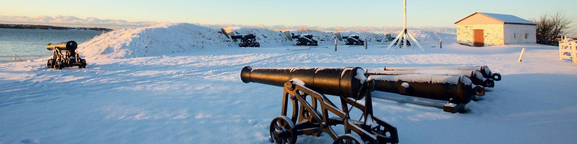 Prince Edward Battery featuring snow