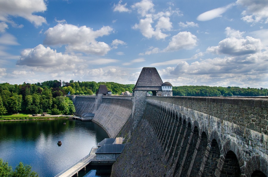 Old water dam. Mohnesee Dam.