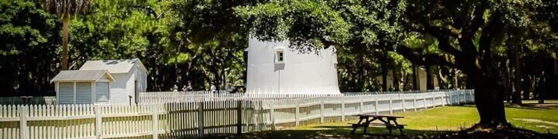 The Hunting Island Light is located in Hunting Island State Park on Hunting Island near Beaufort, South Carolina. Although no longer used as a functioning lighthouse, the tower is a fixture at the state park and is open to visitors.