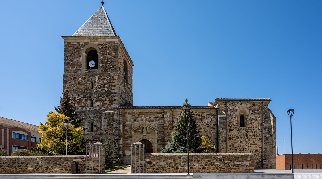 View of San Salvador church in the town of La Bañeza, Spain.