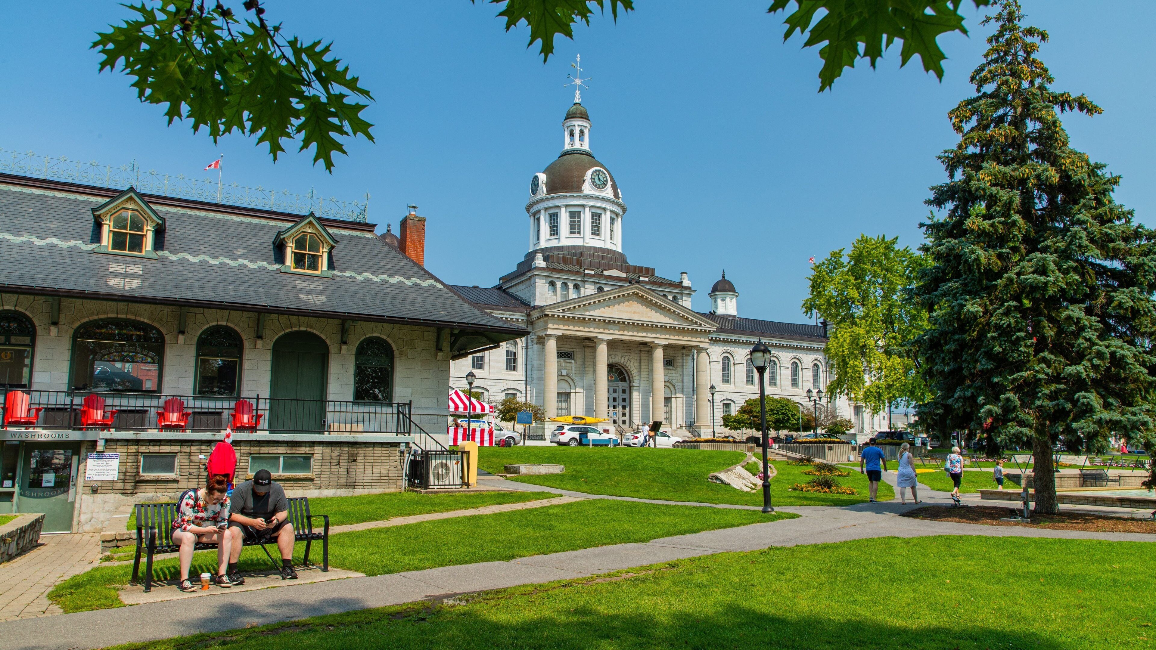 Kingston City Hall which includes a garden, heritage architecture and an administrative buidling