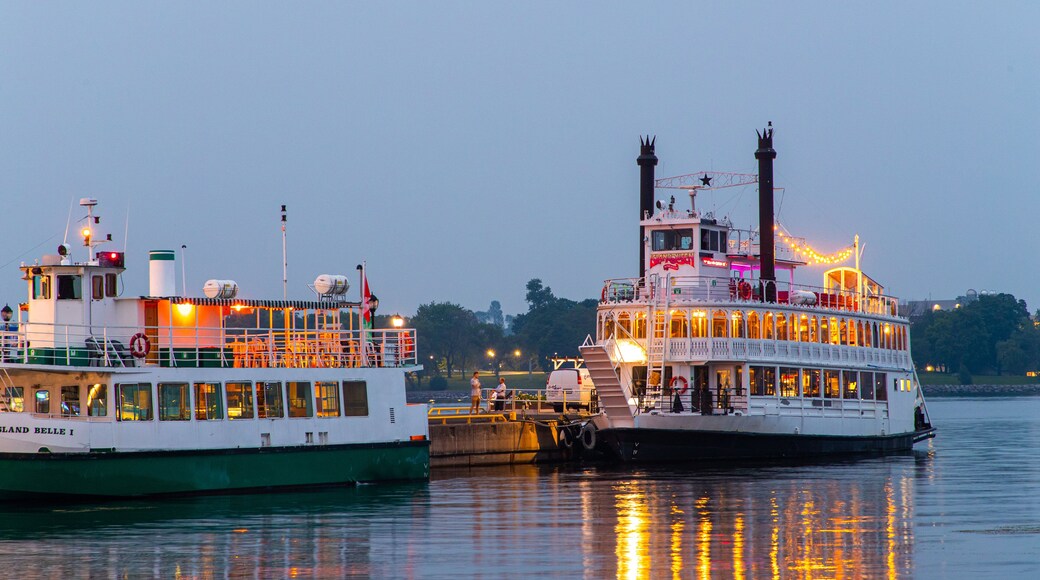 Kingston City Hall featuring boating, a bay or harbor and night scenes