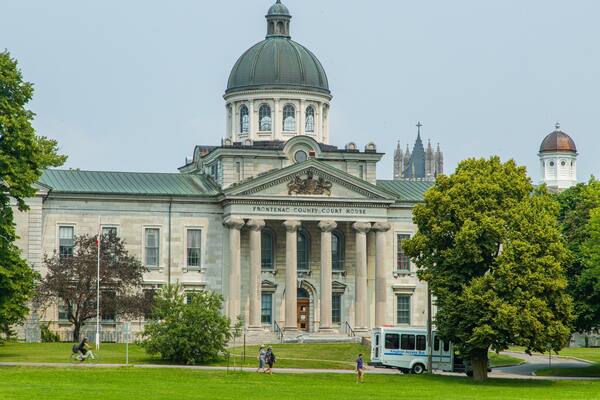 Kingston City Park featuring a park, heritage architecture and an administrative buidling