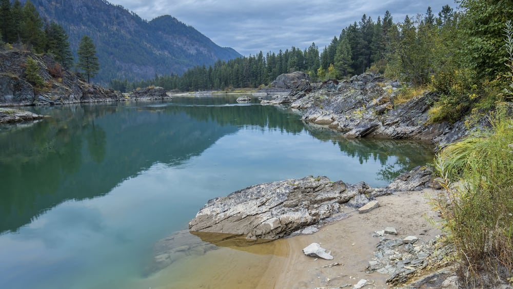 Serene section of the Clark Fork River in Montana.