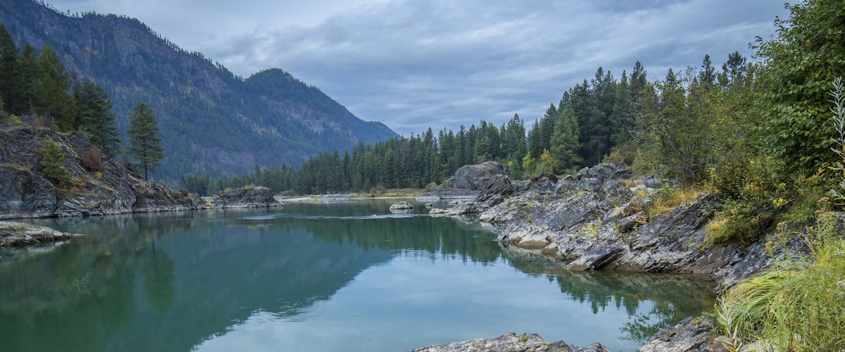Serene section of the Clark Fork River in Montana.