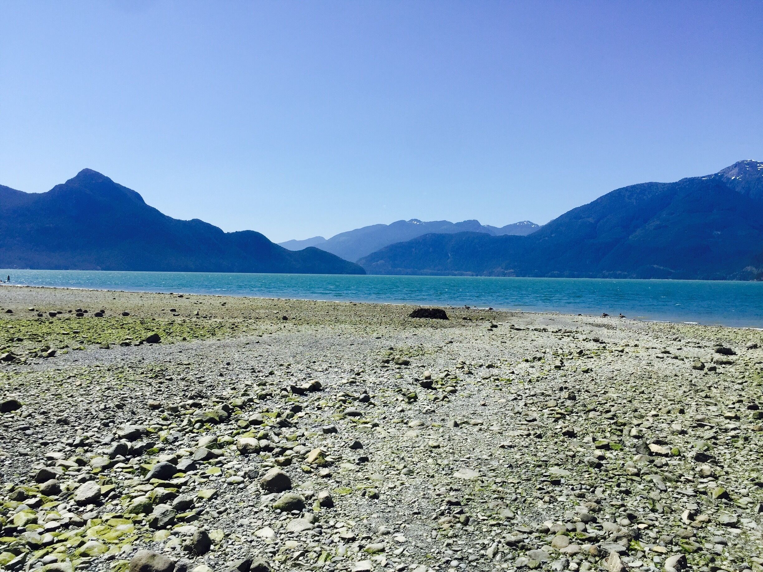 This is a beautiful beach on sea to sky highway in Squamish, British Columbia 