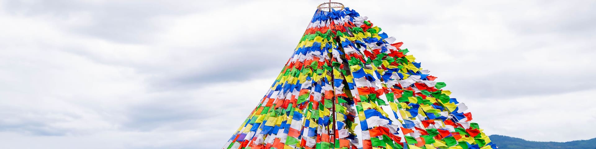 Colorful Ornament Mantras Flags at the Garden of 1000 Buddhas