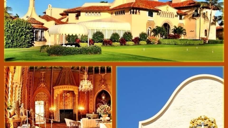 Mar-A-Lago ("mahr-ah-lahgo")
Built in 1924-1927 by Marjorie Merriweather Post and designed by Joseph Urban. When Post died in 1973 she willed the 17-acre estate to the U.S. Government as a retreat for Presidents and visiting foreign dignitaries.
The Mar-A- Lago Club is currently a private club owned by Donald Trump. Trump paid $ 10 million for the estate in 1985. After acquiring the property in 1985, He had the property extensively renovated, with 58 bedrooms, 33 bathrooms, 12 fireplaces ( because it gets so cold in Florida ), and three bomb shelters,, because....?. The estate also has five clay and one grass tennis court with a waterfront pool and a 20,000-square-foot ballroom. The name Mar-A-Lago is Spanish for "Sea to Lake".
On April 18, 2012, the AIA's Florida Chapter ranked Mar-A-Lago fifth on its list of Florida Architecture: 100 Years.